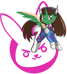 Size: 900x997 | Tagged: safe, artist:zanture-angel, oc, oc only, oc:frost d. tart, alicorn, pony, alicorn oc, alternate hairstyle, clothes, cosplay, costume, crossdressing, crossover, d.va, overwatch, video game