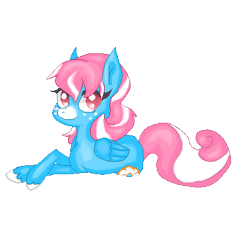 Size: 375x365 | Tagged: safe, artist:angrymurloc, oc, oc only, oc:frosted kiss, pegasus, pony, donut, food, pixel art, solo