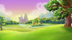 Size: 1680x945 | Tagged: safe, artist:jeremywithlove, derpibooru import, background, canterlot, cottage, everfree forest, fluttershy's cottage, no pony, river, scenery, tree