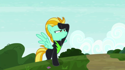 Size: 1280x720 | Tagged: safe, derpibooru import, screencap, lightning dust, pegasus, pony, the washouts (episode), clothes, female, mare, narrowed eyes, solo, uniform, washouts uniform