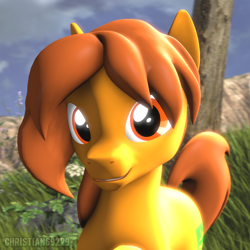Size: 1024x1024 | Tagged: safe, artist:christian69229, derpibooru import, oc, oc only, oc:zip circuit, earth pony, pony, 3d, bust, looking at you, portrait, smiling, solo, source filmmaker