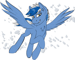 Size: 3178x2550 | Tagged: safe, artist:wcnimbus, oc, oc only, oc:nova breeze, pegasus, pony, chest fluff, colored sketch, flying, male, solo, stallion