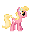 Size: 120x104 | Tagged: safe, artist:botchan-mlp, lily, lily valley, earth pony, pony, animated, cute, desktop ponies, female, flower, flower in hair, gif, lilybetes, mare, pixel art, simple background, solo, sprite, standing, startled, transparent background