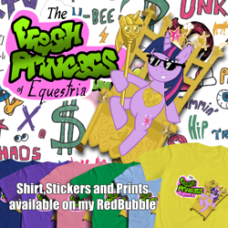 Size: 3000x3000 | Tagged: safe, artist:fundz64, twilight sparkle, pony, unicorn, clothes, crown, fresh princess of friendship, glasses, jewelry, meme, pendant, redbubble, regalia, scepter, shirt, solo, t-shirt, the fresh prince of bel-air, twilight scepter, twilight scepter meme