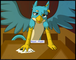 Size: 2350x1850 | Tagged: safe, artist:flash_draw, derpibooru import, gallus, sandbar, griffon, comic:boring days, card, comic, dialogue, gallbar, gaming, gay, male, offscreen character, open mouth, shipping, sitting, spread wings, wings