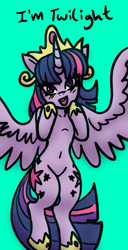 Size: 307x600 | Tagged: safe, artist:katkathasahathat, twilight sparkle, twilight sparkle (alicorn), alicorn, pony, belly button, big crown thingy, cute, flying, jewelry, regalia, solo