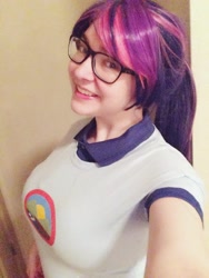 Size: 900x1200 | Tagged: safe, artist:lochlan o'neil, sci-twi, twilight sparkle, human, equestria girls, camp everfree, clothes, cosplay, costume, glasses, irl, irl human, photo, solo