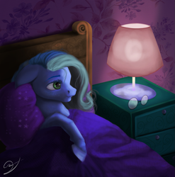 Size: 949x960 | Tagged: safe, artist:vinicius040598, derpibooru import, oc, pony, bed, female, glasses, in bed, lamp, lying, random pony, solo