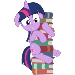 Size: 10000x10000 | Tagged: safe, artist:yinglongfujun, twilight sparkle, twilight sparkle (alicorn), alicorn, koala, pony, .svg available, absurd resolution, book, bookstack, female, floppy ears, folded wings, mare, simple background, solo, transparent background, vector