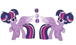 Size: 2352x1384 | Tagged: safe, artist:thesmall-artist, derpibooru import, twilight sparkle, twilight sparkle (alicorn), alicorn, pony, alternate hairstyle, raised hoof, reference sheet, simple background, solo, transparent background