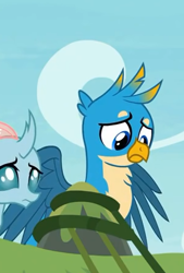 Size: 301x446 | Tagged: safe, derpibooru import, screencap, gallus, ocellus, changedling, changeling, griffon, non-compete clause, chest fluff, cropped, cute, gallabetes, male, wings