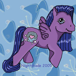 Size: 650x650 | Tagged: safe, artist:purenightshade, island delight, pony, g3, looking at you, smiling, solo, spread wings