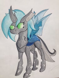 Size: 1024x1365 | Tagged: safe, artist:luxiwind, derpibooru import, oc, oc:grimia, changeling, female, solo, traditional art