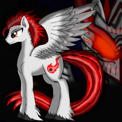 Size: 2000x2000 | Tagged: safe, artist:meteor-strike-mlp, derpibooru import, oc, oc:meteor strike, pegasus, pony, armor, body, gray, male, red, solo, stallion