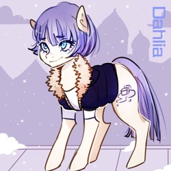 Size: 894x894 | Tagged: safe, artist:co11on-art, derpibooru import, oc, oc only, earth pony, pony, clothes, coat, smiling, solo