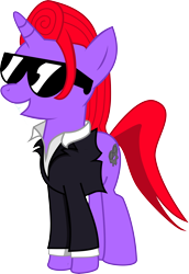 Size: 6046x8799 | Tagged: safe, artist:archstein, derpibooru import, oc, oc only, unicorn, absurd resolution, clothes, female, mare, simple background, smiling, solo, suit, sunglasses, transparent background