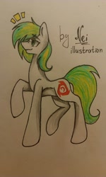 Size: 1952x3264 | Tagged: safe, derpibooru import, oc, oc only, oc:white night, earth pony, pony, brotherhood of nod, green eyes, male, multicolored hair, smiling, stallion, traditional art