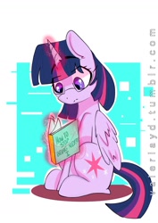 Size: 1000x1414 | Tagged: safe, artist:celestthepegasus, twilight sparkle, twilight sparkle (alicorn), alicorn, pony, book, magic, reading, sitting, solo, telekinesis