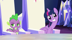 Size: 1280x720 | Tagged: safe, screencap, spike, twilight sparkle, twilight sparkle (alicorn), alicorn, dragon, pony, to where and back again, cute