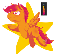 Size: 2304x2124 | Tagged: safe, artist:diamondsparkle7, derpibooru import, scootaloo, pony, flying, high res, limited palette, solo, starry eyes, stars, wingding eyes