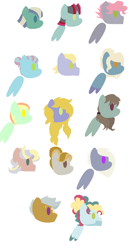 Size: 600x1132 | Tagged: safe, artist:glamgoria-morose, oc, oc only, oc:cobblestone pie, oc:crater crash, oc:dolostone edge, oc:hawk eye, oc:heartstone, oc:lime breeze, oc:peridot drop, oc:rock pie, oc:rosett stone, oc:ruby rollerrink, oc:sandstorm, oc:tourmaline, oc:turquoise edge, oc:yellow sapphire, earth pony, pegasus, pony, offspring, parent:limestone pie, parent:zephyr breeze, parents:zephyrstone