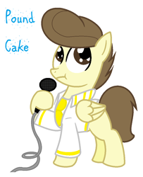 Size: 778x958 | Tagged: safe, artist:shera5, pound cake, pony, cute, elvis presley, handsome, microphone, older, outfit, pompadour