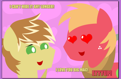 Size: 1170x768 | Tagged: safe, artist:estories, edit, big macintosh, feather bangs, pony, hard to say anything, comic, cropped, feathermac, gay, heart eyes, male, pointy ponies, shipping, wingding eyes