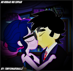 Size: 1024x999 | Tagged: safe, artist:tonyxmarshall2, derpibooru import, edit, sci-twi, twilight sparkle, oc, oc:tony marshall, equestria girls, canon x oc, kissing, love, trace