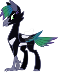 Size: 1024x1267 | Tagged: safe, artist:agentkirin, oc, oc only, oc:avarice, classical hippogriff, hippogriff, antagonist, cloven hooves, magpie, power ponies oc, simple background, solo, transparent background