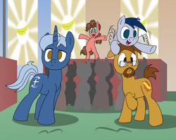 Size: 1080x864 | Tagged: safe, artist:quest-for-the-dreamstone, oc, oc only, oc:banana pie, oc:cloudshaper, oc:pencil draft, oc:stargazer, earth pony, pegasus, pony, unicorn, glasses