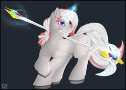 Size: 3025x2167 | Tagged: safe, artist:flareheartmz, derpibooru import, oc, oc:anonesna, pony, unicorn, magic, male, running, solo, staff, stallion