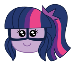 Size: 533x469 | Tagged: safe, artist:drake-rex, derpibooru import, sci-twi, twilight sparkle, better together, equestria girls, text support, text support: rarity, emoji, glasses, ponytail, simple background, smiling, solo, transparent background