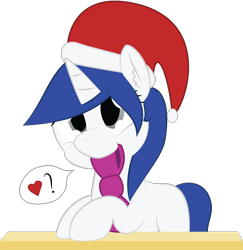 Size: 2000x2058 | Tagged: safe, artist:mintysketch, oc, oc only, oc:scooblee, pony, unicorn, bow, female, hat, minty's christmas ponies, santa hat, simple background, solo, transparent background, vector