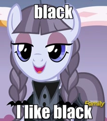 Size: 946x1065 | Tagged: safe, edit, edited screencap, screencap, inky rose, pegasus, pony, honest apple, clothes, cropped, discovery family logo, female, image macro, mare, meme, smiling, solo, when she smiles