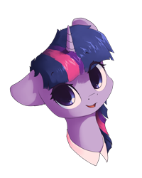 Size: 1200x1500 | Tagged: safe, artist:freeedon, twilight sparkle, pony, bust, cute, female, floppy ears, looking at you, mare, open mouth, portrait, smiling, solo, twiabetes