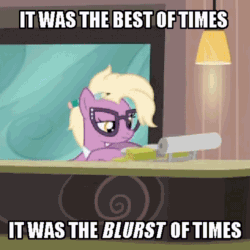 Size: 500x500 | Tagged: safe, edit, edited screencap, screencap, grace manewitz, earth pony, pony, rarity takes manehattan, a tale of two cities, animated, cropped, female, gif, glasses, image macro, mare, meme, secretary, solo, the simpsons, typewriter, typing