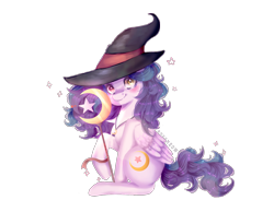 Size: 2386x1744 | Tagged: safe, artist:bossmeow, oc, oc only, oc:shylu, pony, hat, simple background, solo, transparent background, witch hat