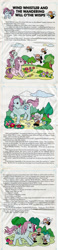 Size: 495x2130 | Tagged: safe, derpibooru import, blossom, cotton candy (g1), wind whistler, comic:my little pony (g1), g1, bow, chief wisp, fairy, glasses, heavy hooves, helping, hilarious in hindsight, official, official comic, pony feathers, present, singing, squeak squirrel, story, tail bow, well actually, whistle, will o' the wisp, will o' the wisps, willo, wind whistler and the wandering will o' the wisps