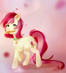 Size: 1230x1351 | Tagged: safe, artist:mayer, derpibooru import, roseluck, earth pony, pony, brush, collar, cute, digital art, female, fluffy, hairbrush, mare, pet tag, pony pet, rosepet, solo