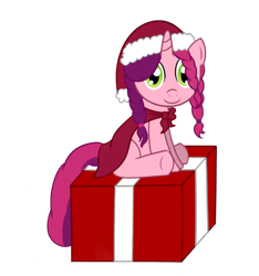 Size: 586x626 | Tagged: artist needed, safe, oc, oc only, oc:marker pony, christmas, present, solo