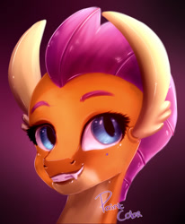 Size: 900x1091 | Tagged: safe, artist:paintcoloryt, derpibooru import, smolder, dragon, dragoness, fangs, female, smiling, solo