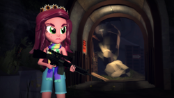 Size: 1920x1080 | Tagged: safe, artist:razethebeast, gloriosa daisy, equestria girls, legend of everfree, 3d, clothes, gun, serious, serious face, solo, source filmmaker, weapon