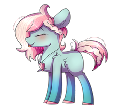 Size: 2000x1735 | Tagged: safe, artist:soundwavepie, oc, oc only, oc:roseshell, earth pony, pony, blushing, eyes closed, female, jewelry, mare, necklace, shoulder fluff, simple background, solo, tongue out, transparent background
