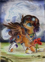 Size: 1024x1405 | Tagged: safe, artist:moonlight-ki, oc, oc only, oc:dreamy eyes, pegasus, pony, crayon drawing, solo, traditional art