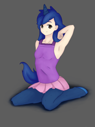 Size: 1186x1587 | Tagged: safe, artist:lite33, derpibooru import, oc, oc only, oc:starlight blossom, satyr, unicorn, armpits, female, filly, satyrized, solo