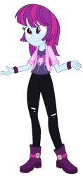 Size: 400x844 | Tagged: safe, artist:berrypunchrules, derpibooru import, mystery mint, equestria girls, alternate costumes, clothes, hoodie, simple background, solo, torn clothes, transparent background