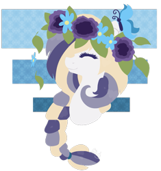 Size: 881x936 | Tagged: safe, artist:ayoarts, oc, oc only, butterfly, blue, braid, bust, digital art, floral head wreath, flower, lineless, portrait, purple, solo