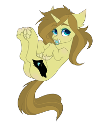 Size: 992x1191 | Tagged: safe, artist:realfablepony, derpibooru import, oc, oc:niki, pony, unicorn, female, mare, pacifier, simple background, solo, transparent background, underhoof