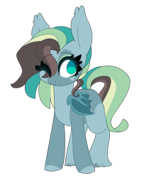 Size: 1024x1264 | Tagged: safe, artist:lnspira, oc, oc only, bat pony, pony, female, mare, one eye closed, simple background, solo, transparent background, wink