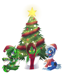 Size: 3000x3420 | Tagged: safe, artist:drawntildawn, oc, oc only, christmas, christmas tree, simple background, transparent background, tree